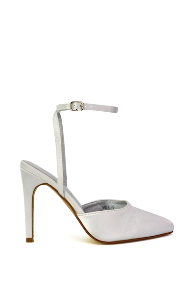 XY London 'Liliane' 2 Part Pointed Toe Satin Shoes Stiletto Heel