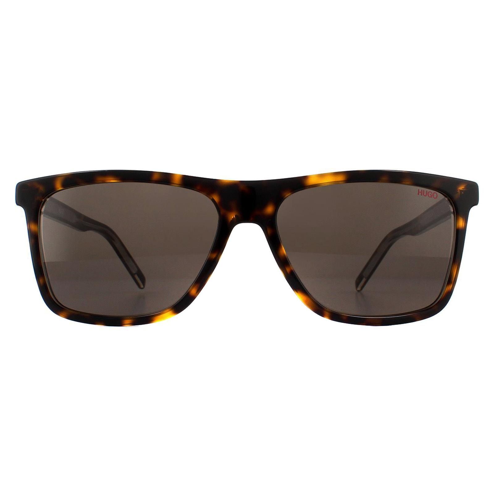 HUGO Rectangle Havana Crystal Brown Sunglasses image 1