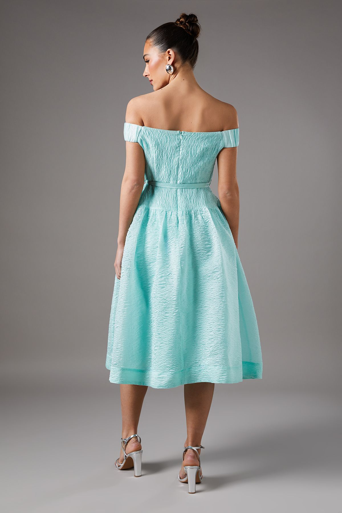 Coast Textured Off Shoulder Prom Dress Mint image 4