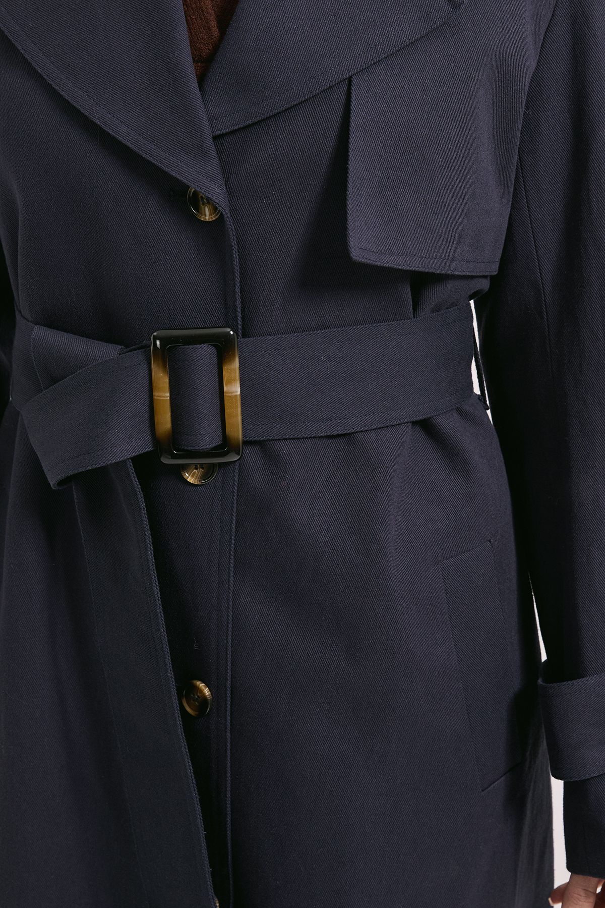 Dorothy Perkins Cuff Detail Belted Coat Navy image 5