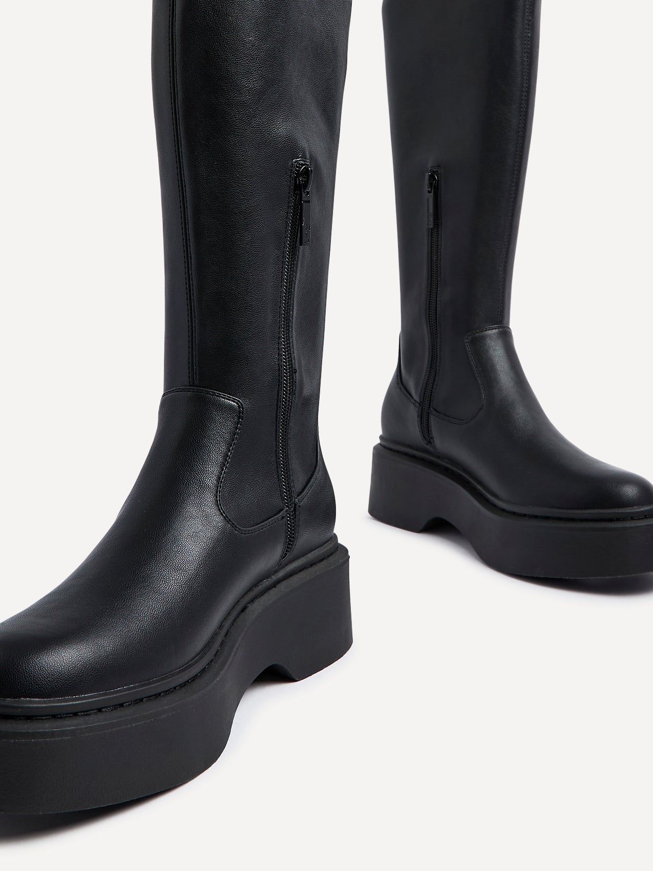 Linzi Bruna Black Faux Leather High Leg Stretch Boot image 4