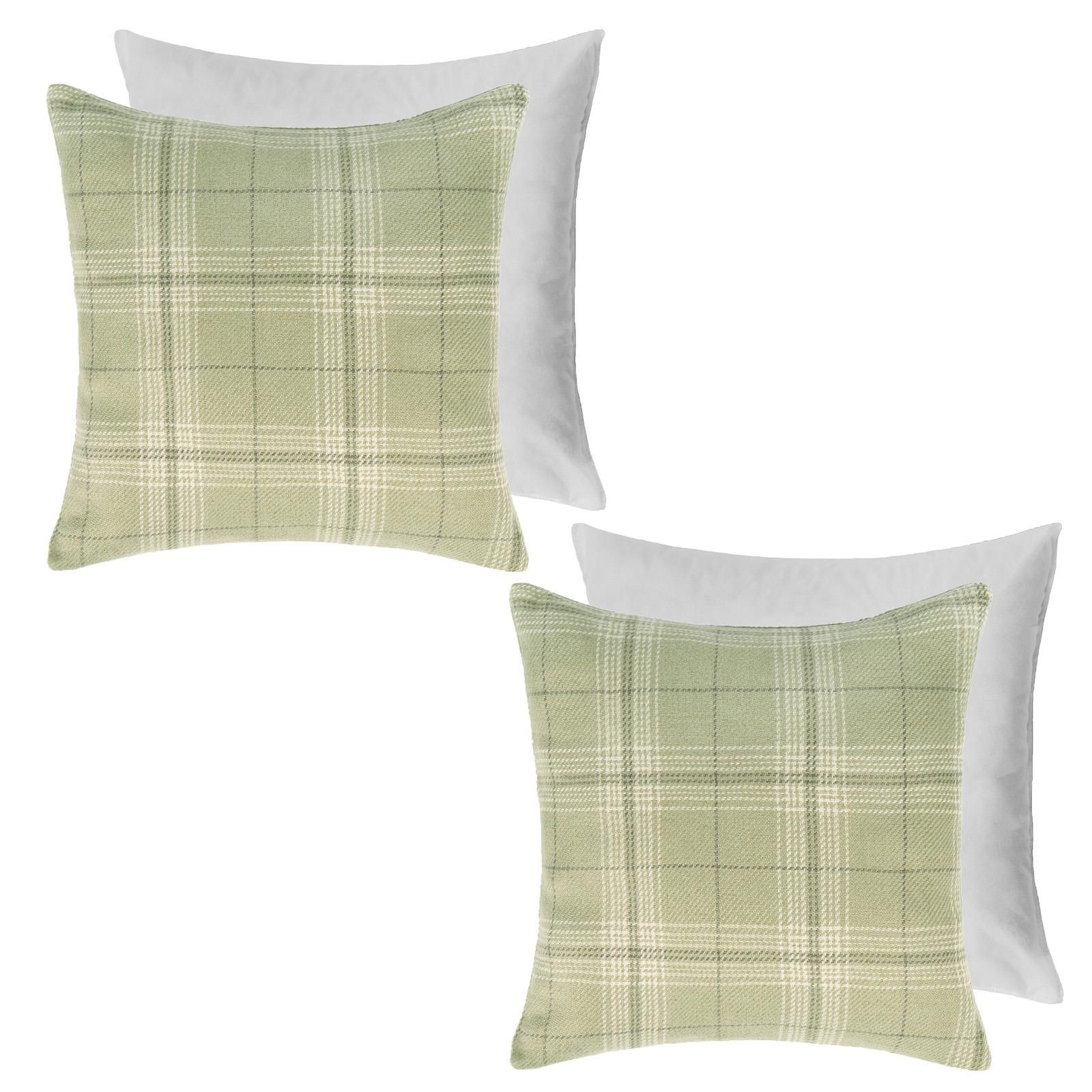 OHS 2 Pack Woven Check Filled Cushions Printed Soft image 1