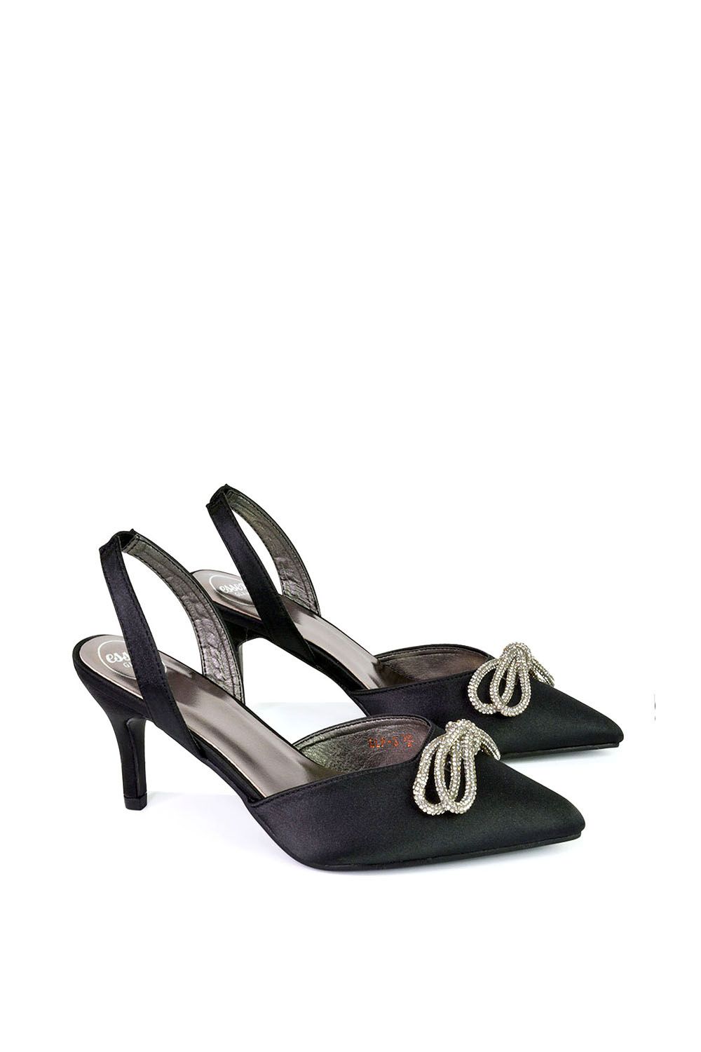 XY London 'Marinah' Slingback Diamante Bow Low Heel Court Shoes image 2