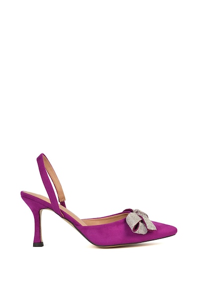 XY London 'Victoria' Diamante Bow Stiletto Slingback High Heel Shoes