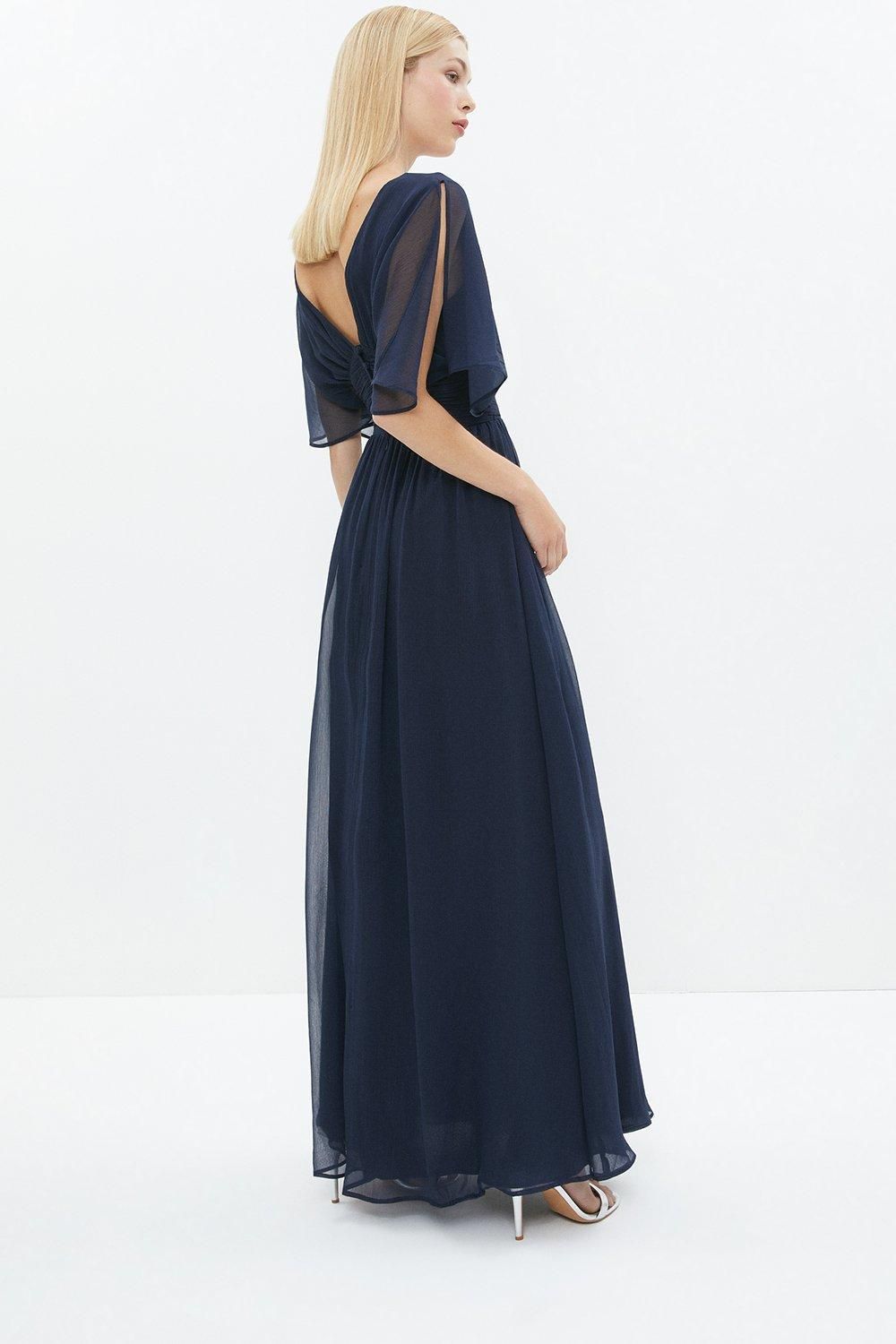 Coast Angel Sleeve Crinkle Chiffon Maxi Dress Navy image 3