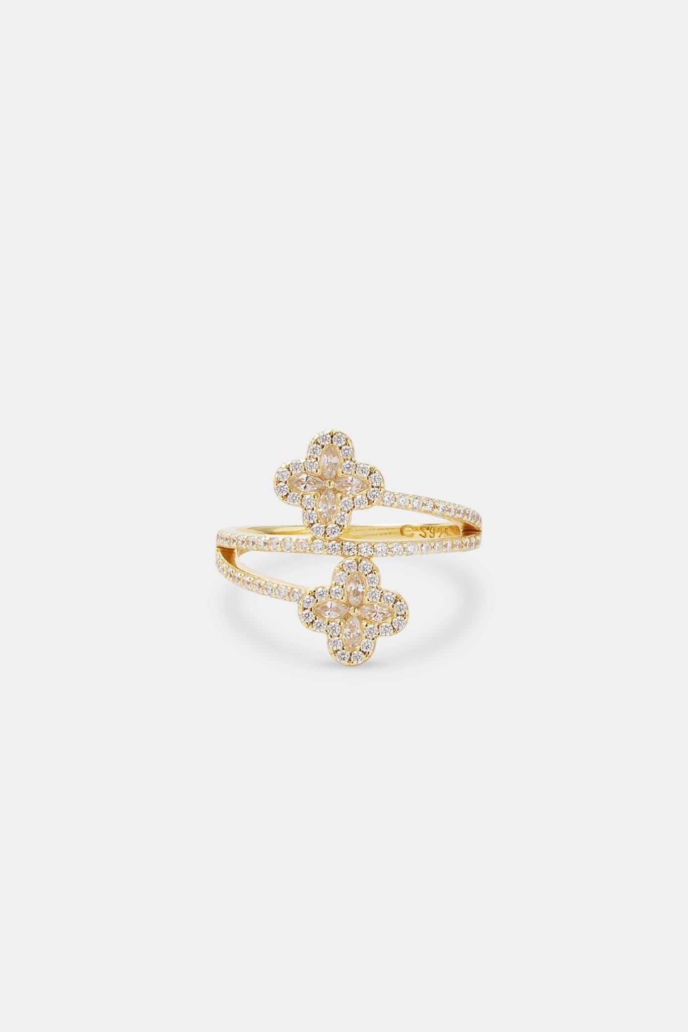 Cernucci 15mm Motif CZ Twist Ring - Gold image 1