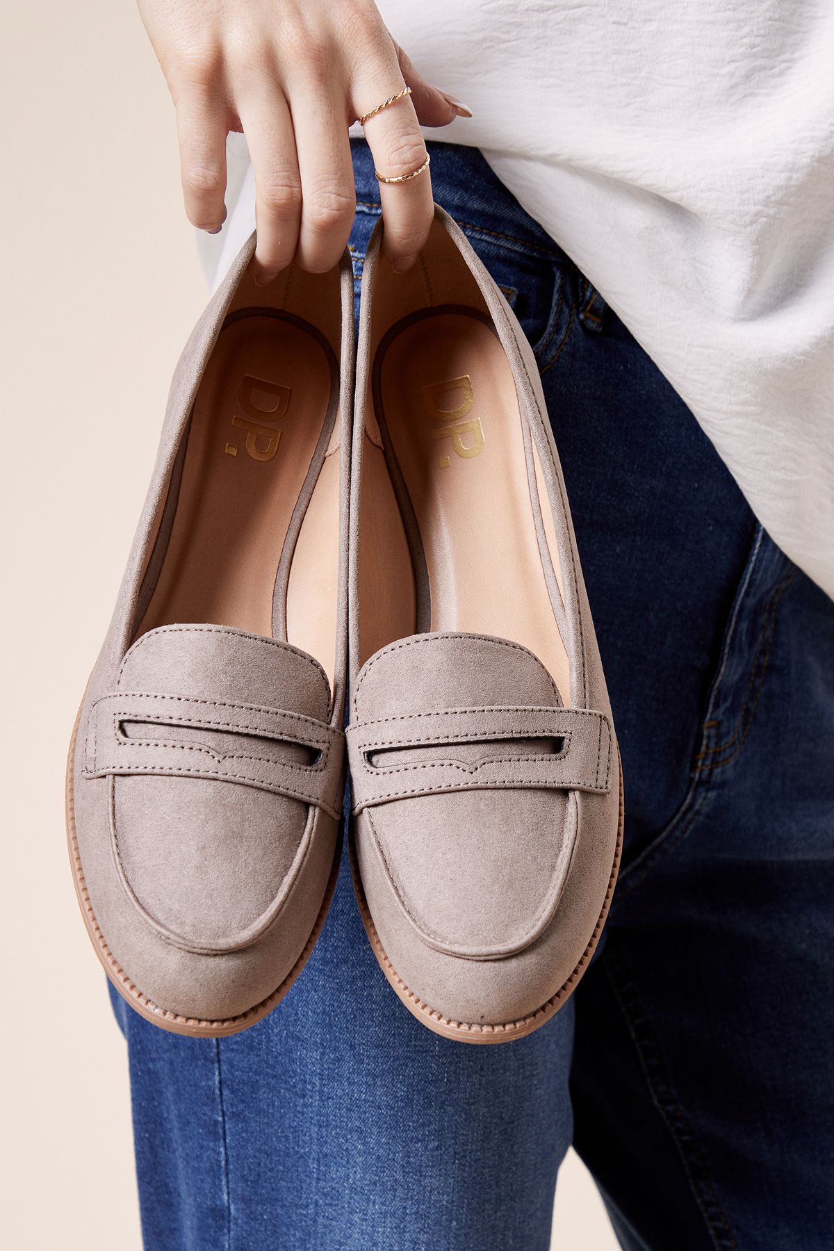Dorothy Perkins Lara Penny Loafers Taupe image 1