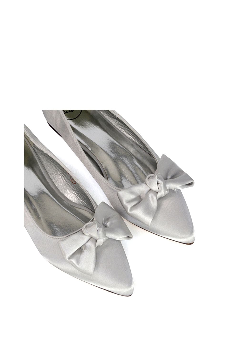 XY London 'Cally' Bow Detail Pointed Toe Ballerina Bridal Pump Shoes image 5