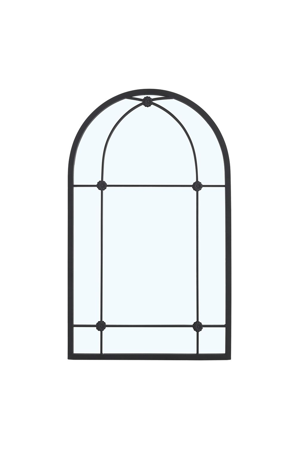 Living and Home Modern Arched Wall-mounted Metal Frame Windowpane Mirror image 4