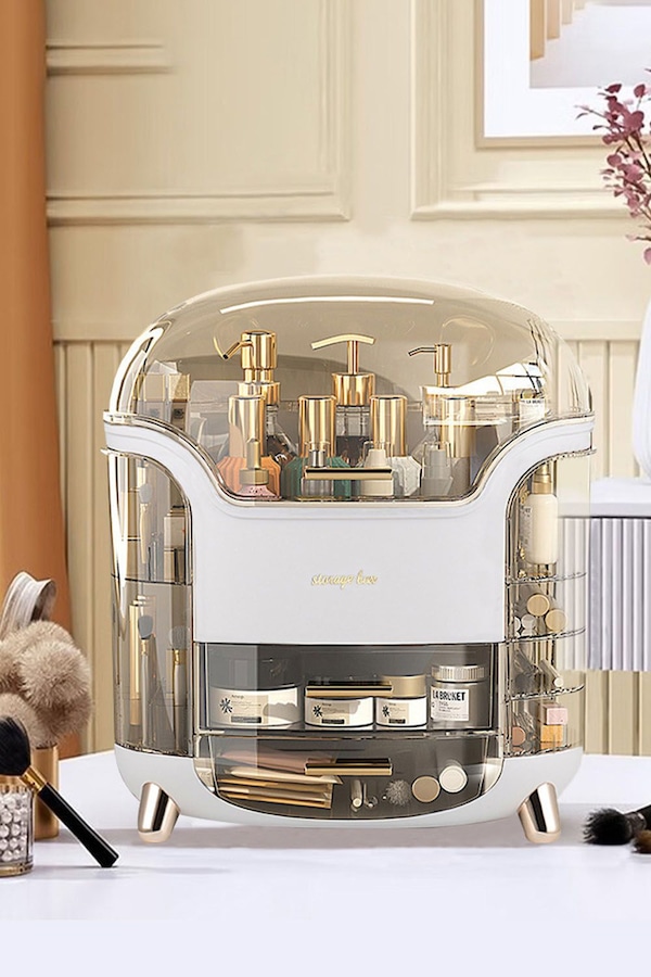 SHEONLY Makeup Storage Organiser with Clear Lid, Skincare Organiser Drawers Beauty Holder Cosmetic Organisers for Bathroom, DressingTable Organiser Dustproof Waterproof