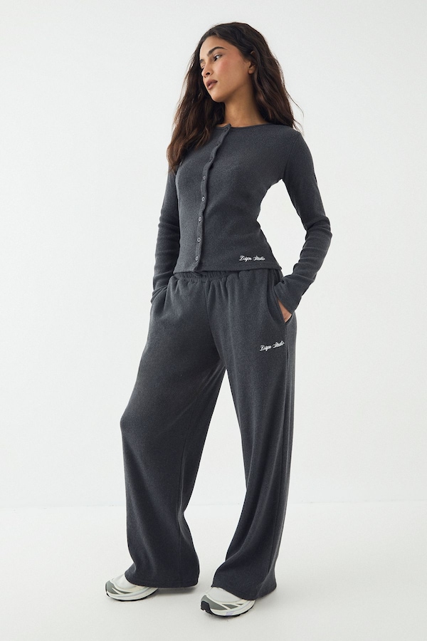 DSGN Studio DSGN Studio Brushed Rib Straight Leg Trouser Charcoal