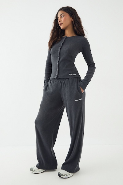 DSGN Studio DSGN Studio Brushed Rib Straight Leg Trouser Charcoal