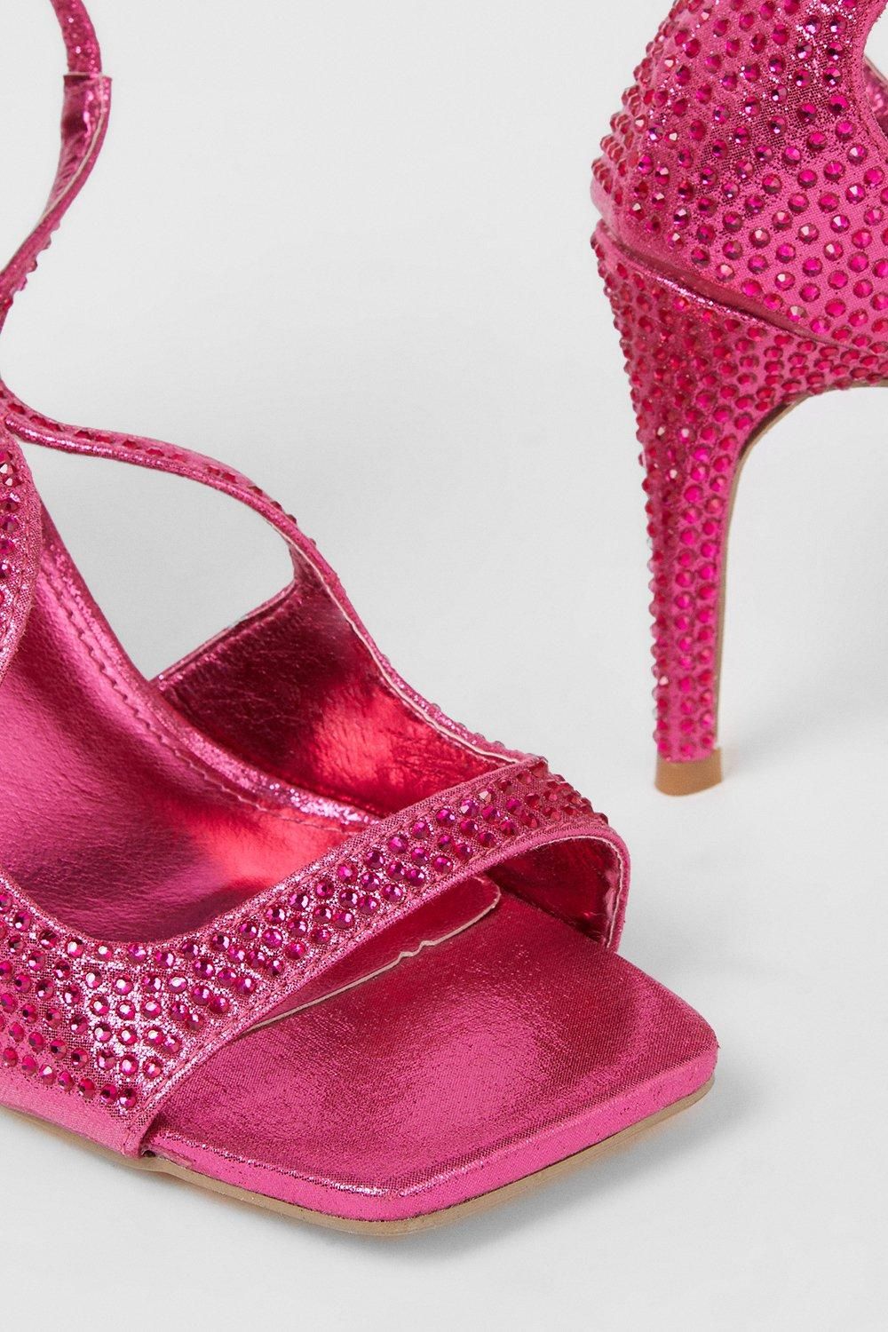 Dorothy Perkins Saphire Diamante Heel Sandals Pink image 4
