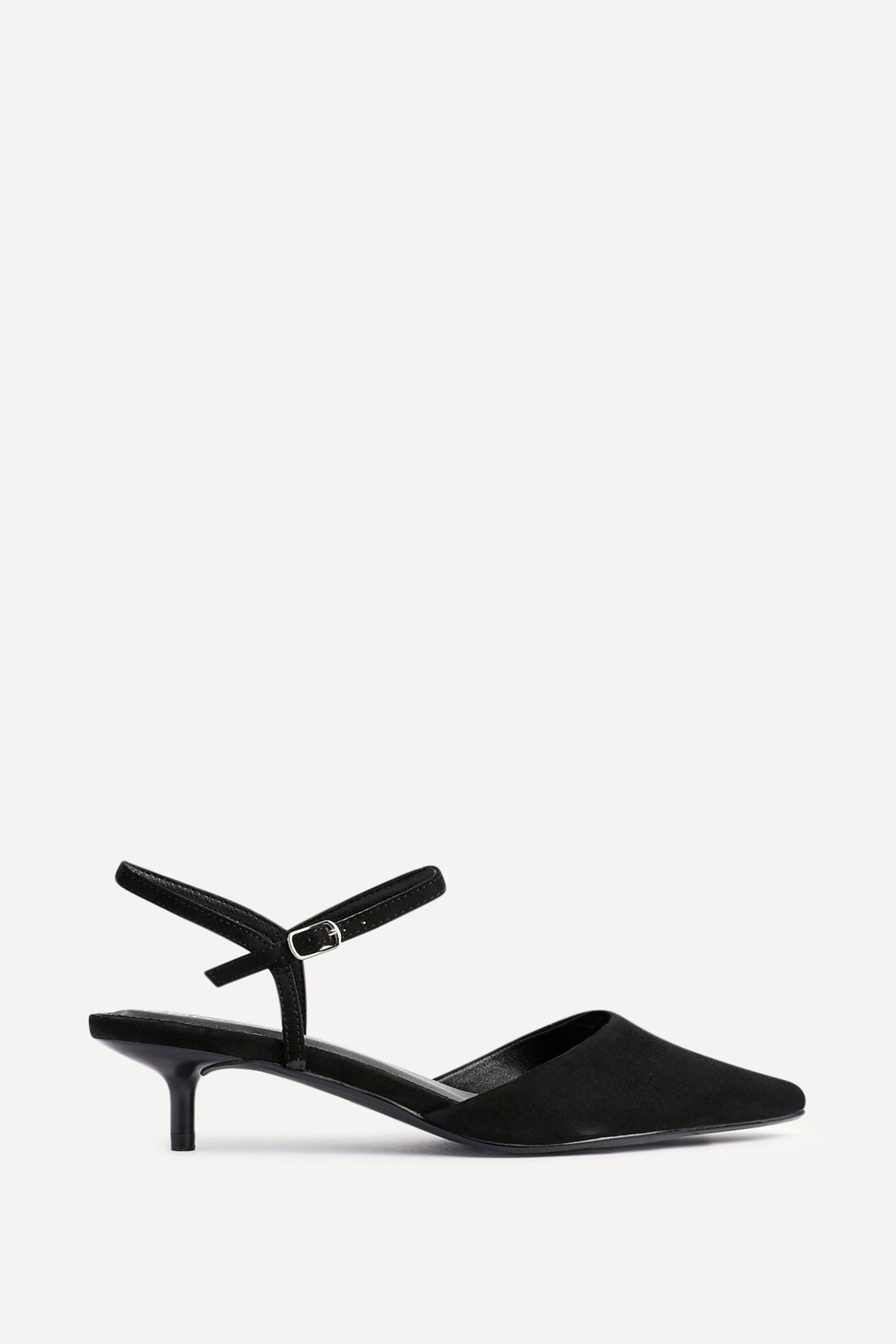 Linzi Vogue Black Faux Suede Kitten Court Heel