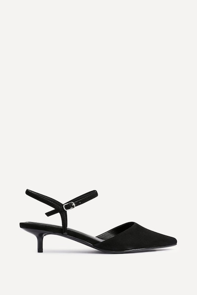 Linzi Vogue Black Faux Suede Kitten Court Heel