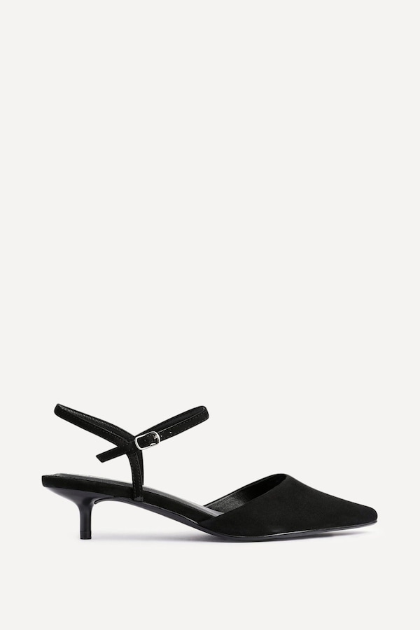 Linzi Vogue Black Faux Suede Kitten Court Heel