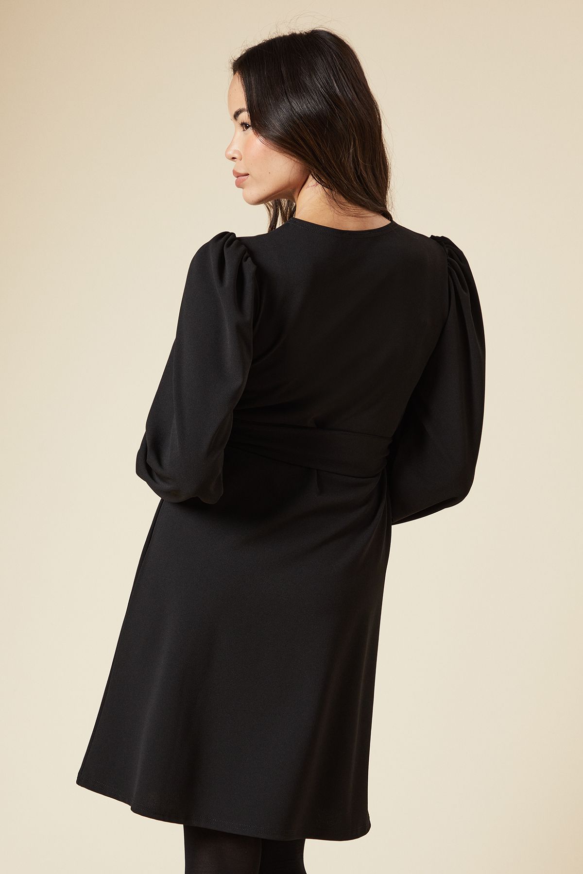 Dorothy Perkins Belted Scuba Shift Mini Dress Black image 3