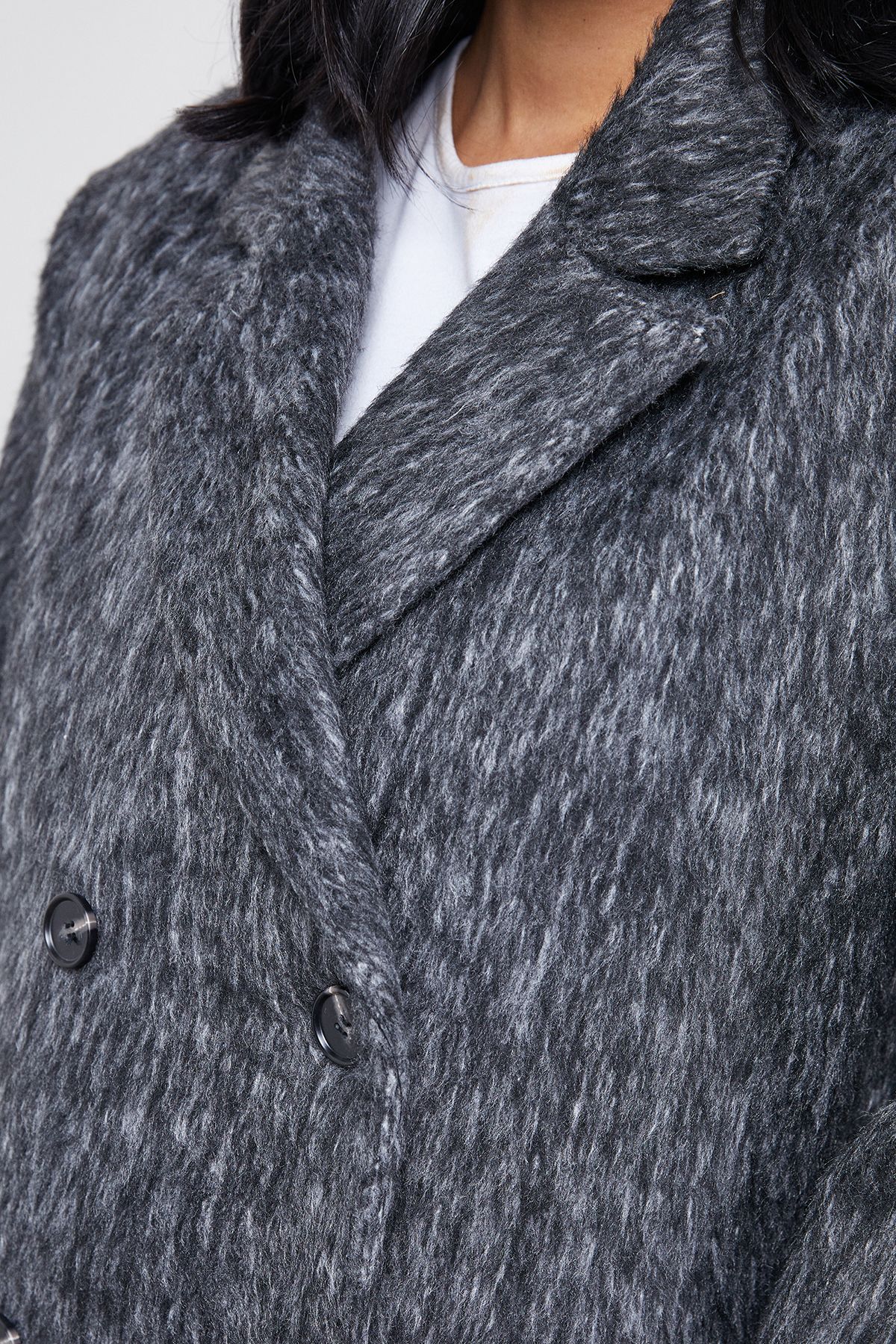 Warehouse Wool Look Structured Shoulder Coat Charcoal image 5