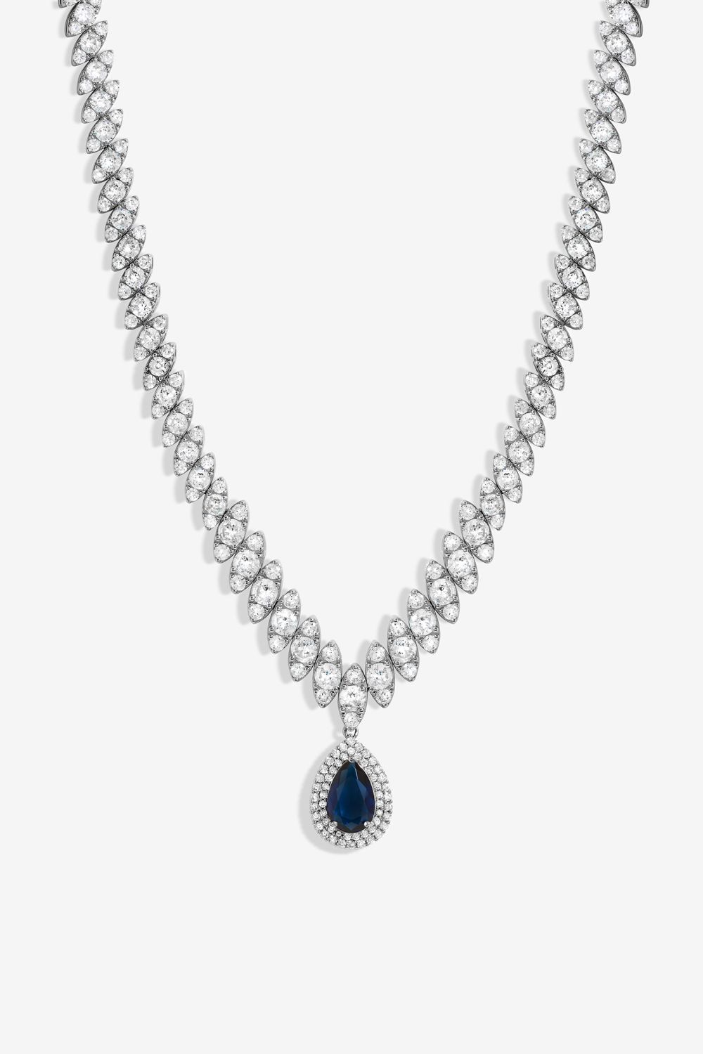 Jon Richard Gift Packaged Rhodium Plate And Blue Cubic Zirconia Statement Necklace image 2