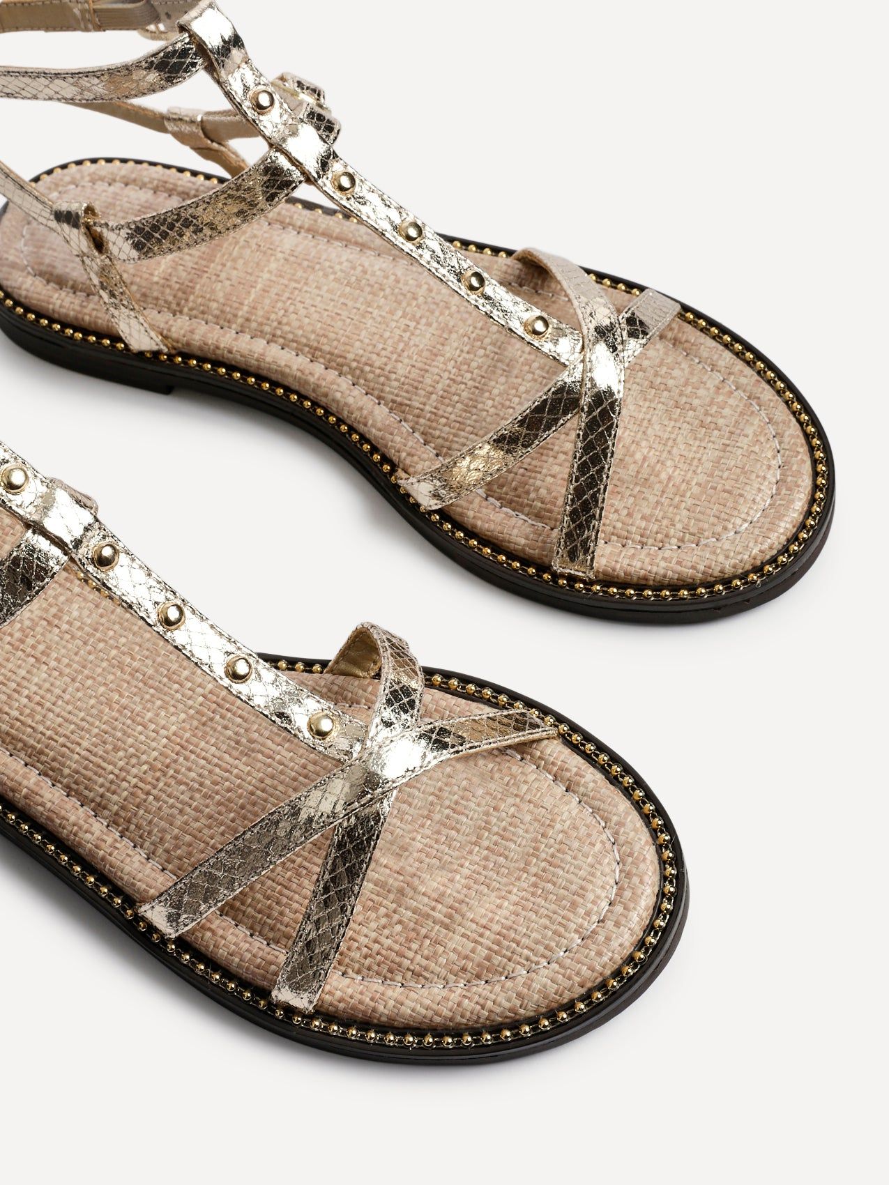 Linzi Indiana Gold Faux Leather Studded Gladiator Style Sandal image 4