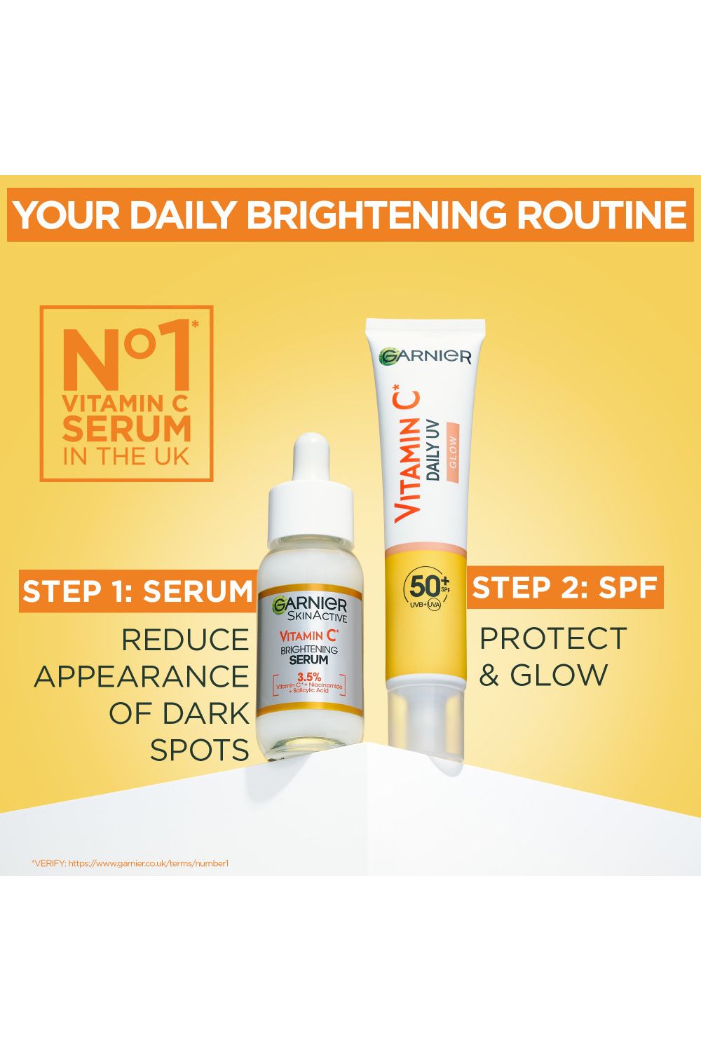 Garnier Vitamin C* Brightening Routine - Serum + Daily UV Glow Fluid Multi image 2
