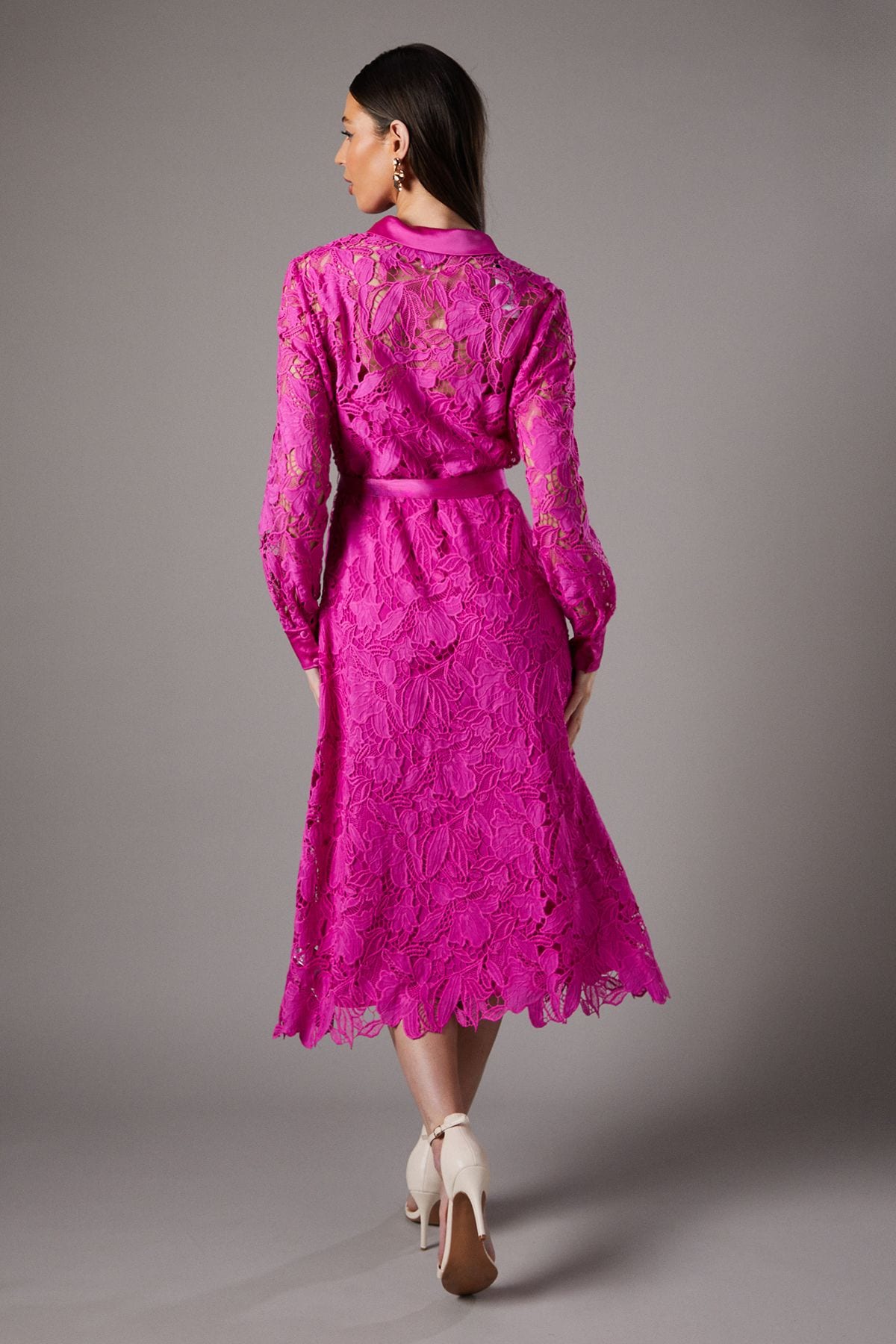 Coast Lace Shirt Dress Magenta image 3