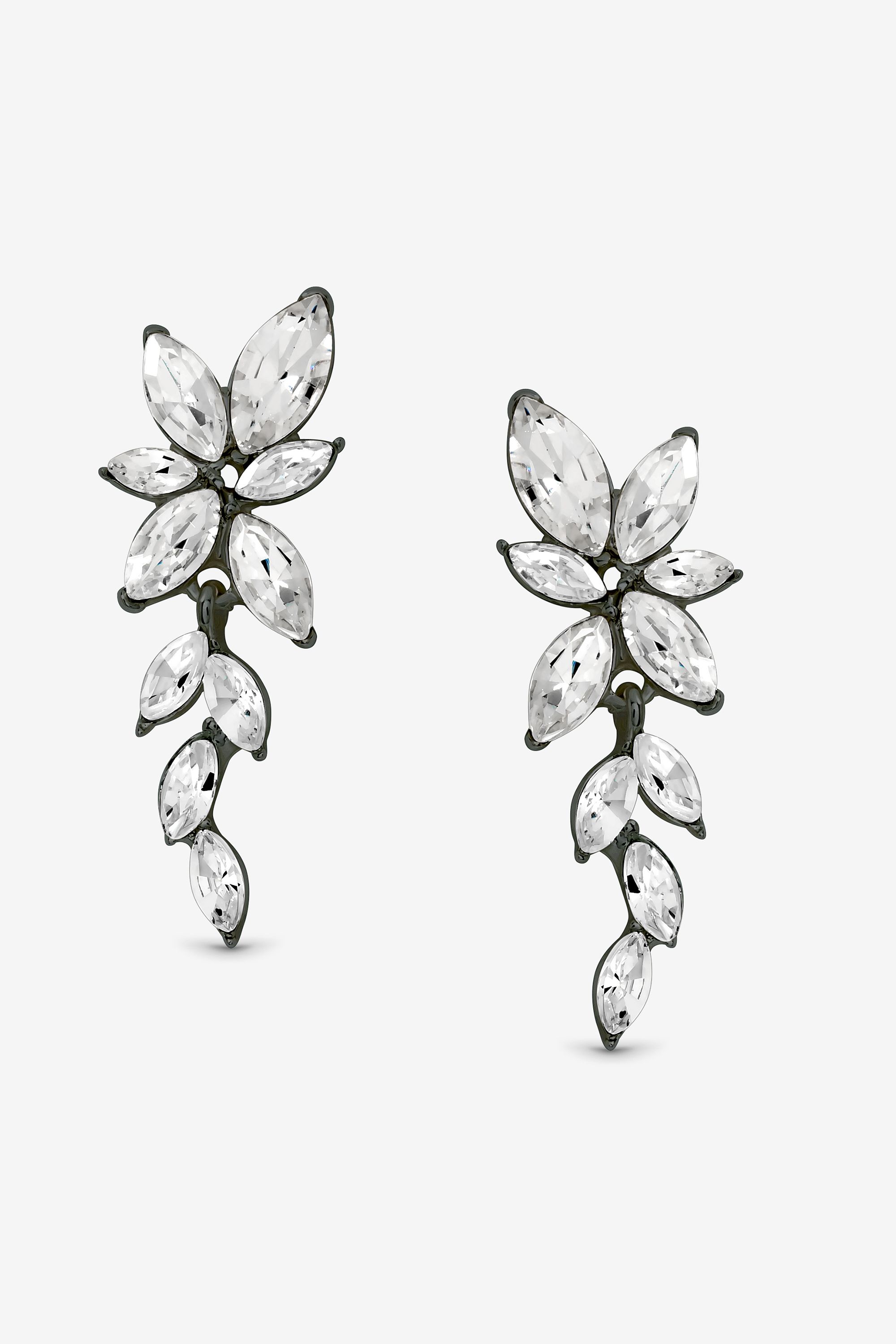 Mood Hematite Crystal Leaf Drop Earrings image 1