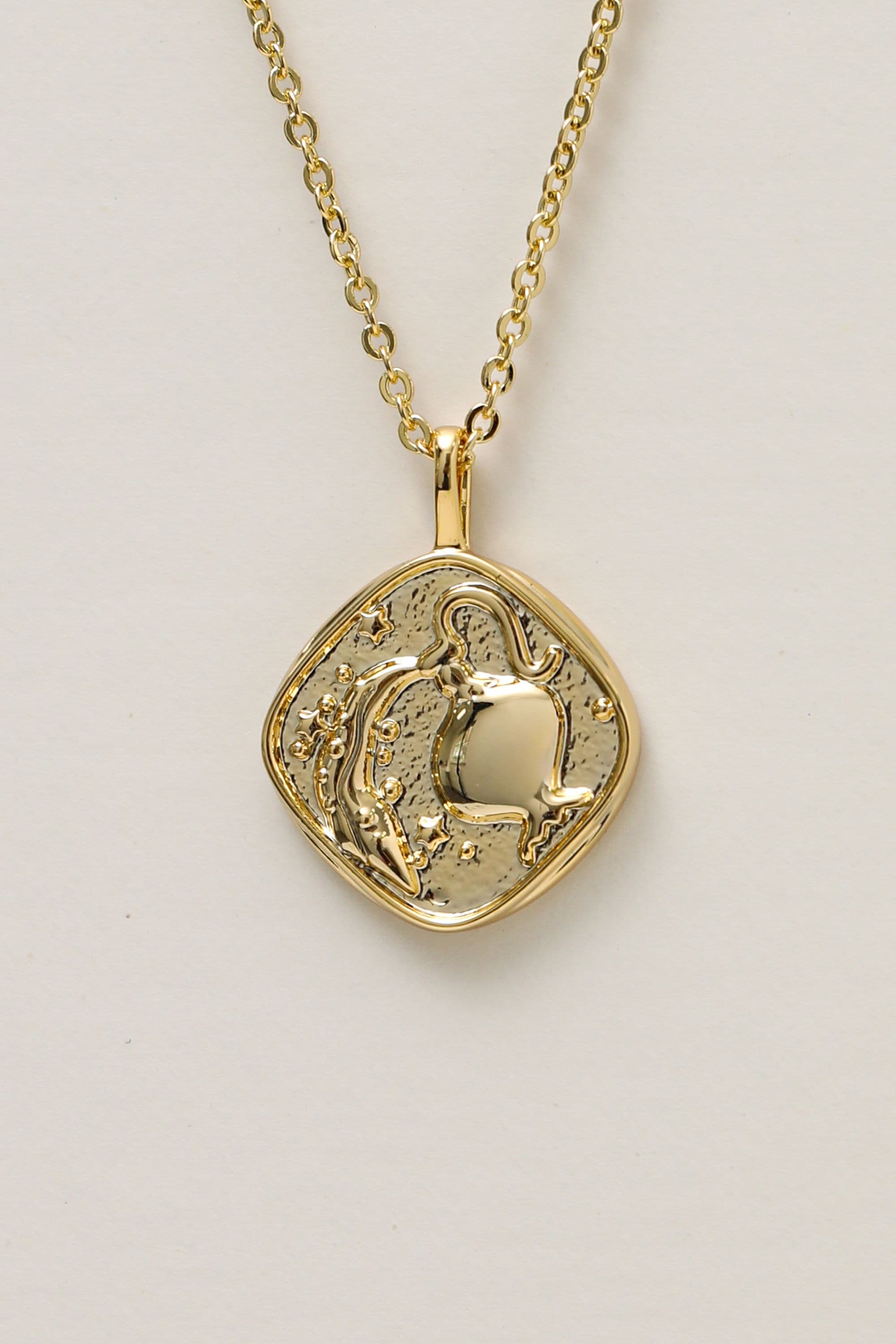 Jon Richard Gold Plated Molten Horoscope Pendant - Aquarius image 1