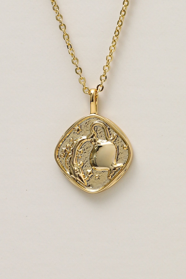 Jon Richard Gold Plated Molten Horoscope Pendant - Aquarius