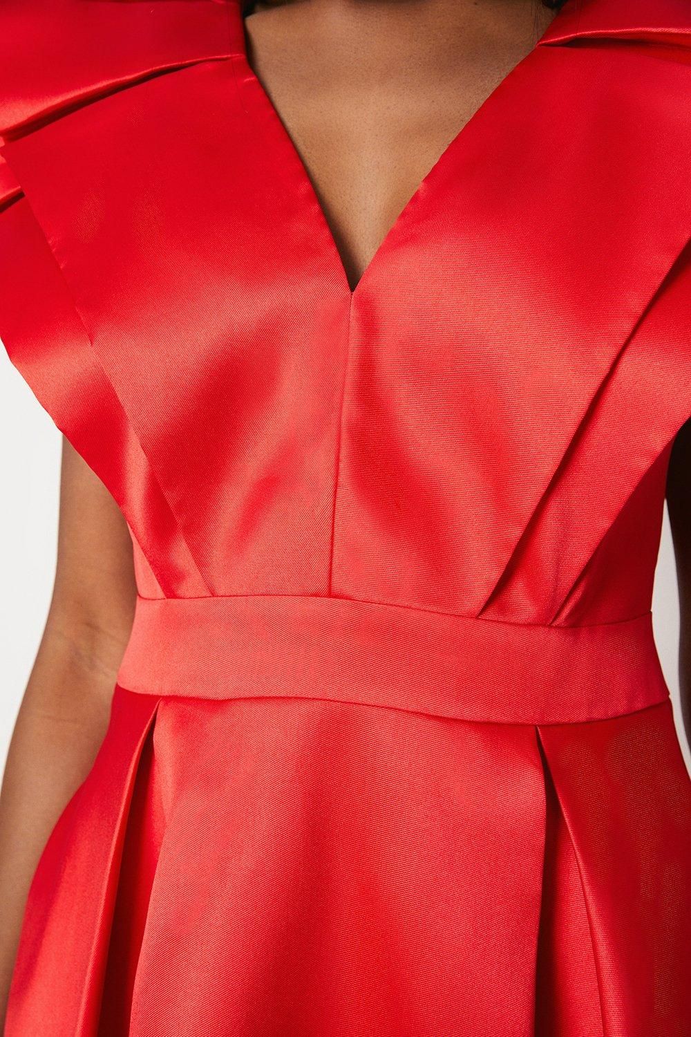 Coast Frill Sleeve V Neck Midi Dress Red image 5