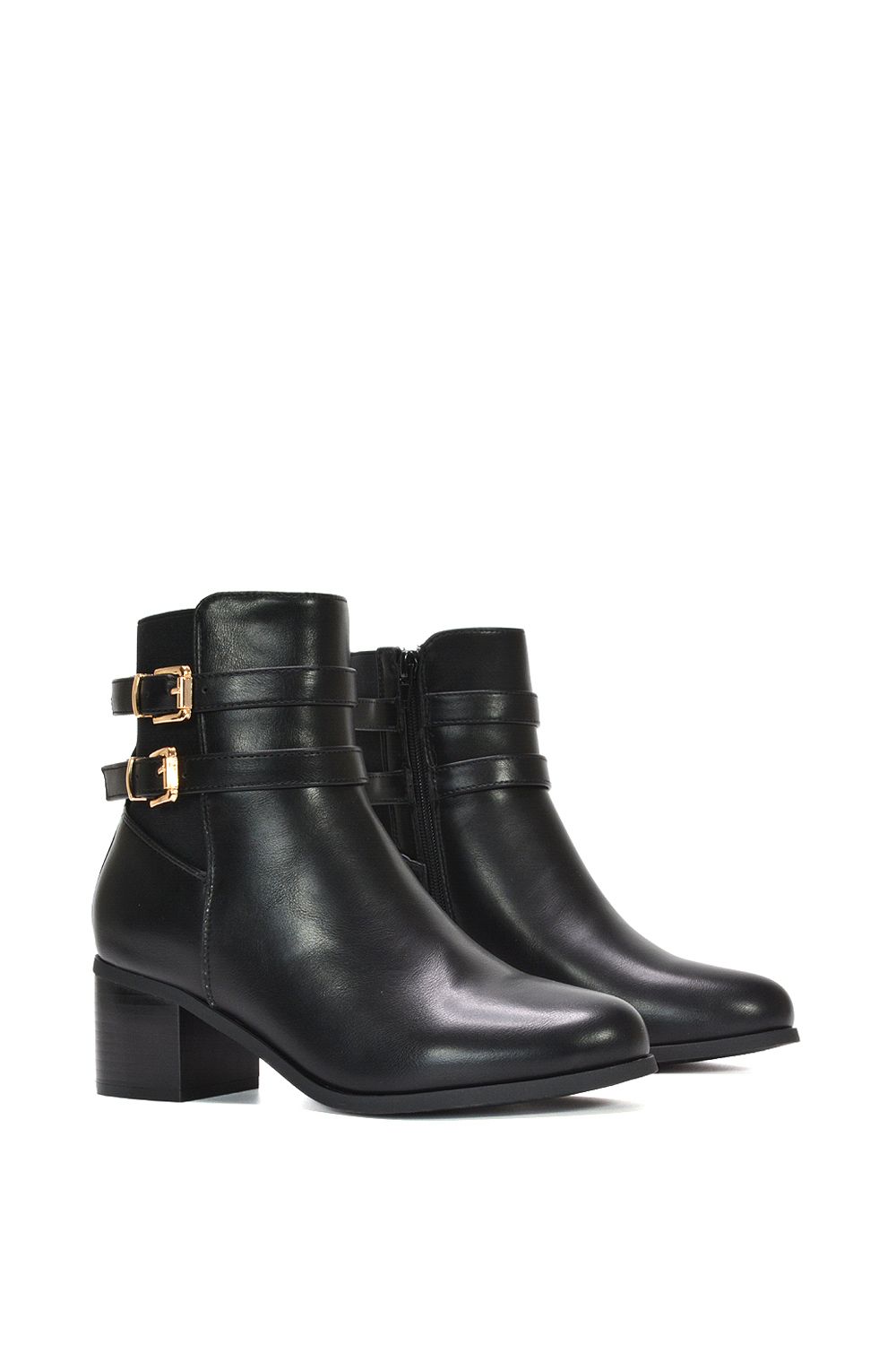 XY London 'Tabitha' Mid Block Heel Chelsea Boots With Buckles image 3