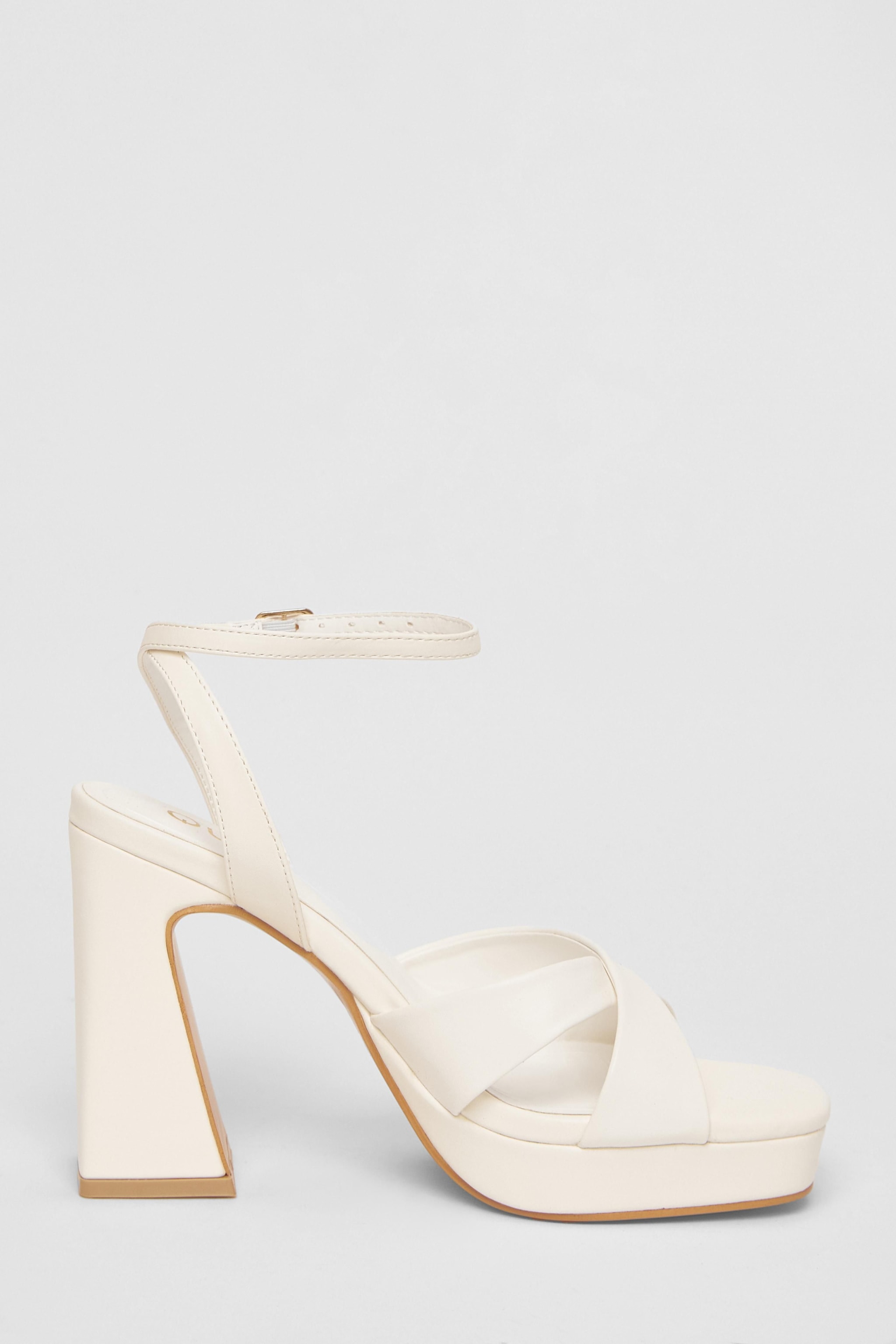 Quiz White Faux Leather Platform Heels image 5