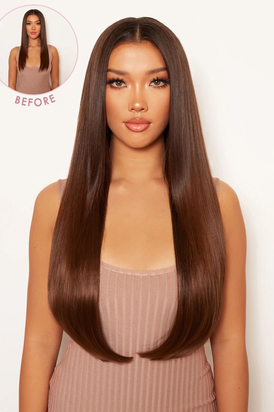 Lullabellz Thick 24` 1 Piece Straight Clip In Hair Extensions Chesnut image 2