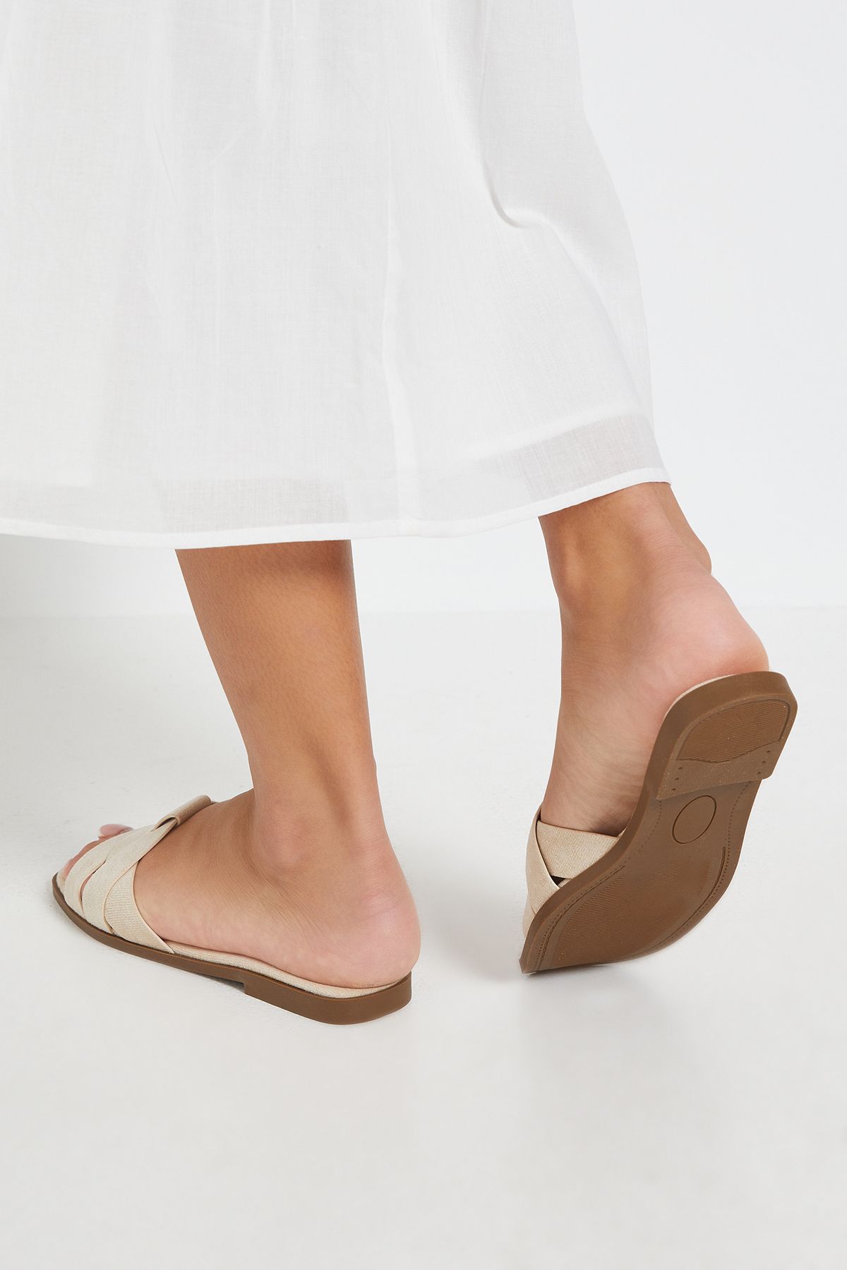 Dorothy Perkins Flossy Faux Suede Interwoven Flat Sliders Beige image 3