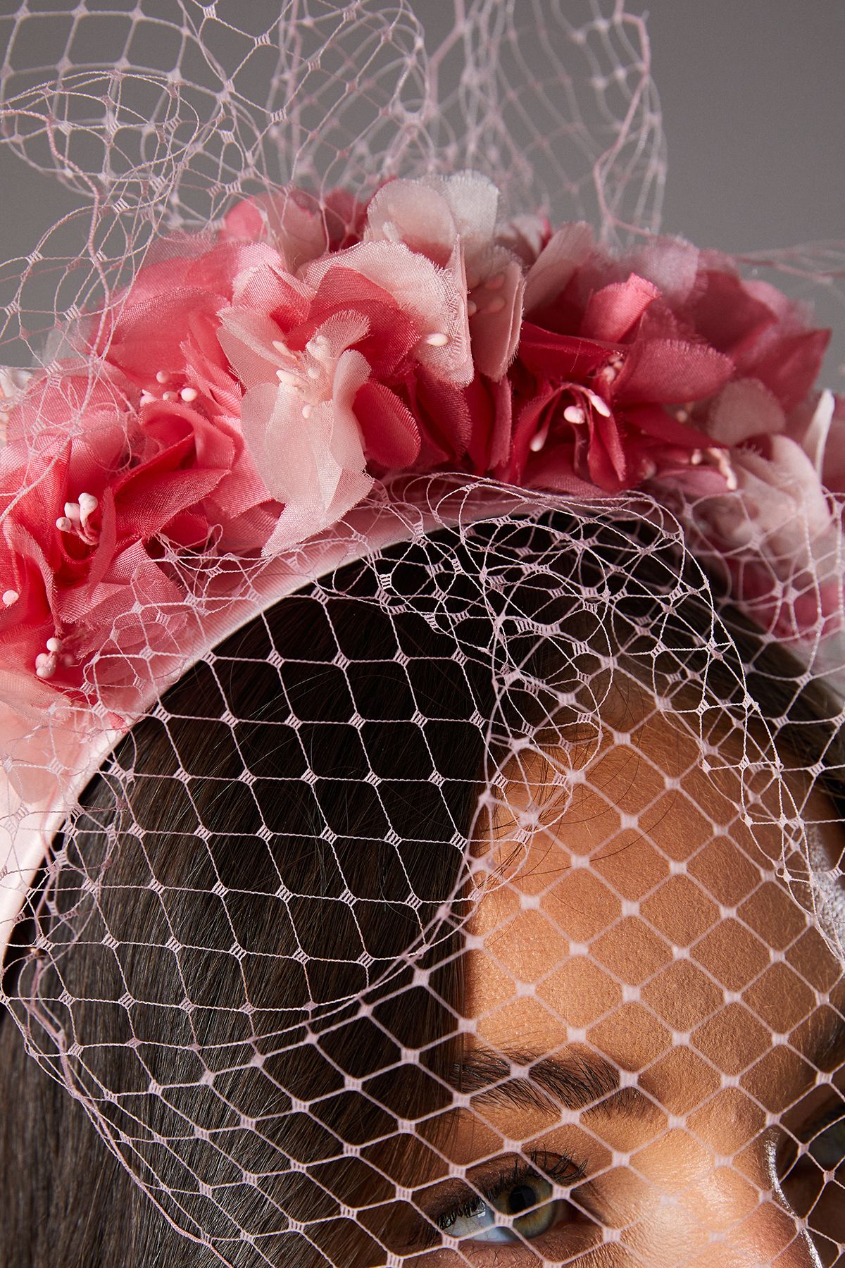 Coast Lisa Tan Floral And Netting Headband Coral image 3