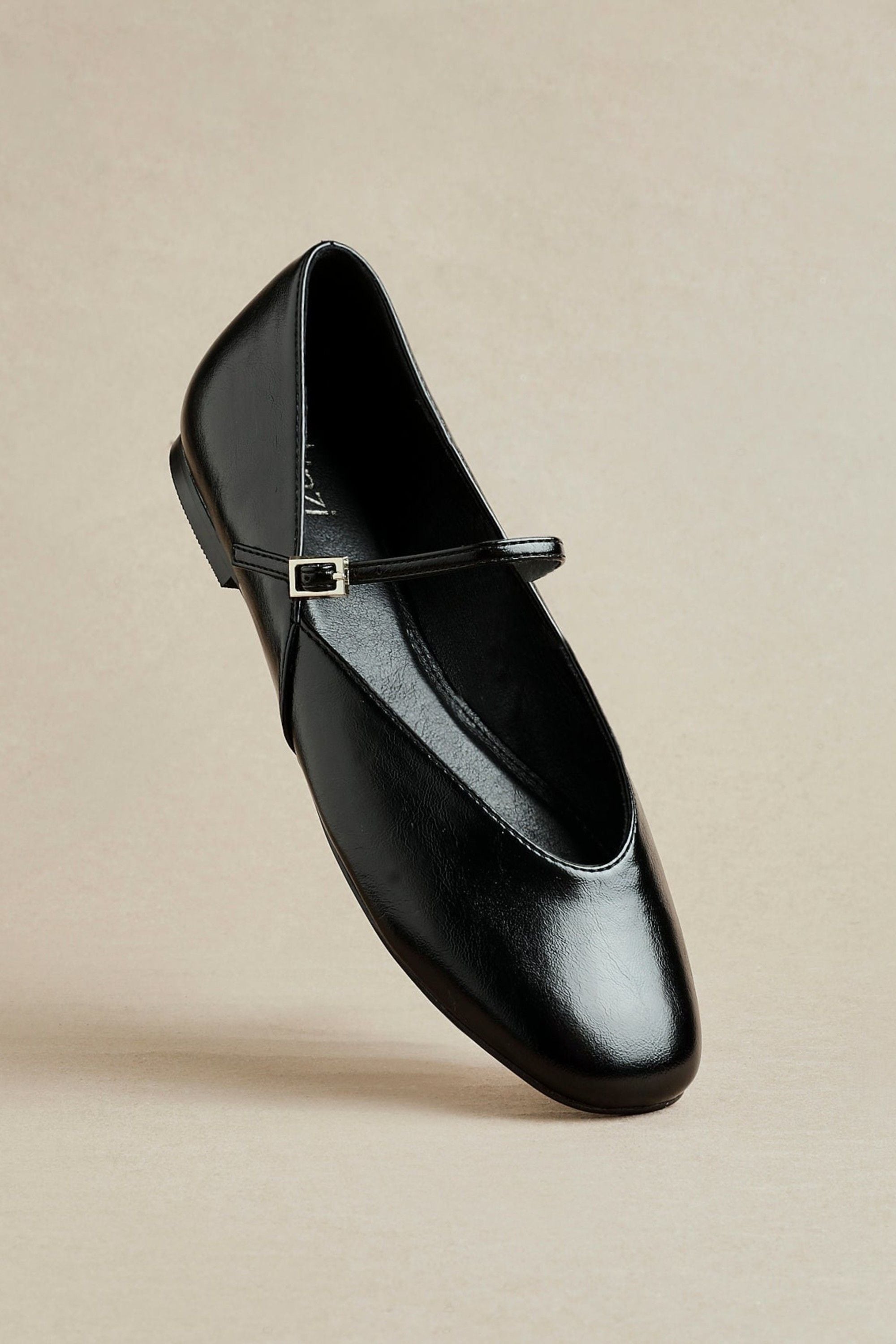 Linzi Hush Black Faux Leather Mary Jane Style Flats image 2