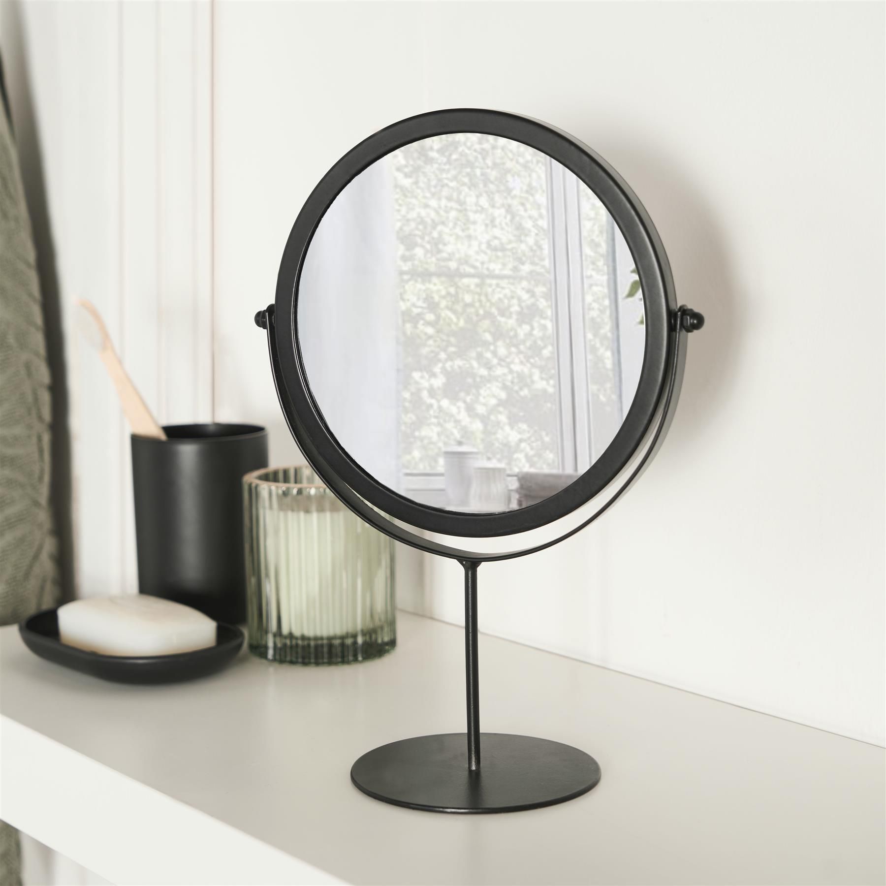 OHS Round Bathroom Mirror Accessories Free Standing Vanity Stainless Steel Silver image 1