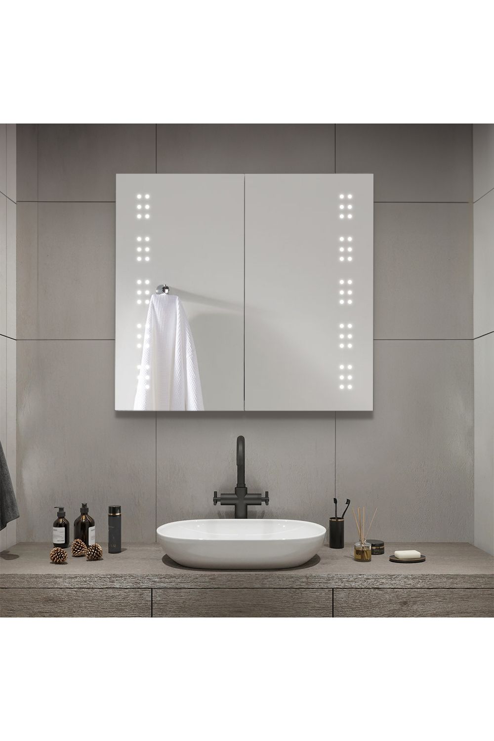 Living and Home Frameless Double Door LED Bathroom Mirror Cabinet image 2