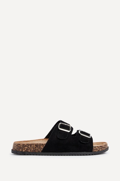 Linzi Echo Black Double Buckle Sandals