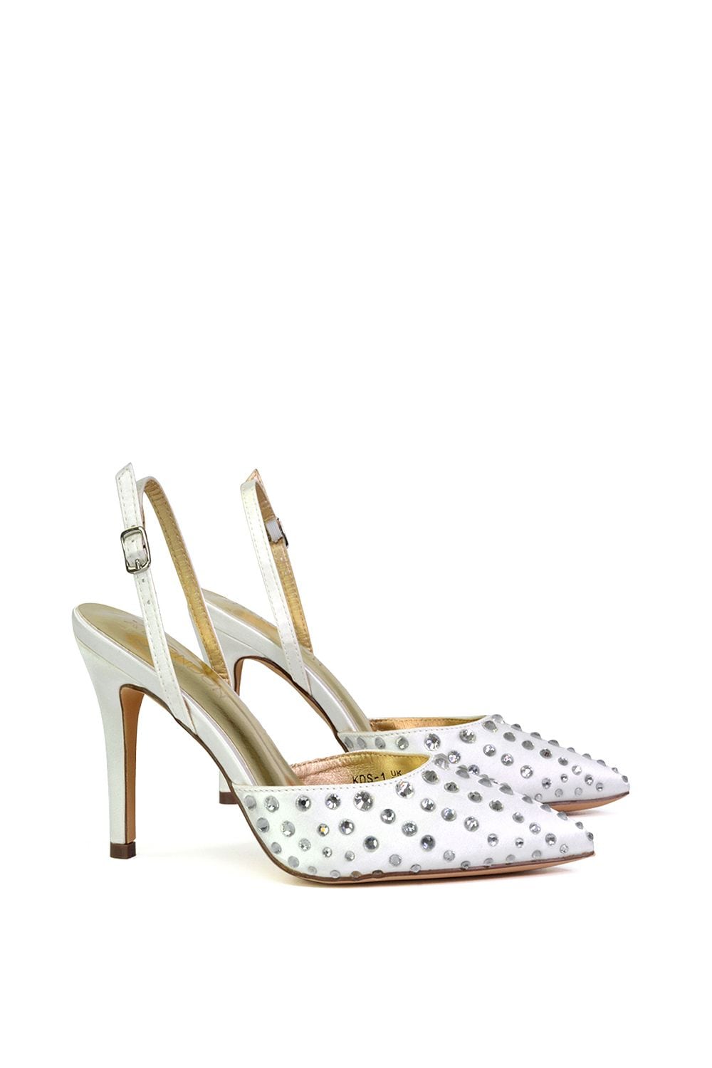 XY London 'Shelly' Strappy Slingback Pointed Toe Diamante Stiletto Bridal Heels image 2