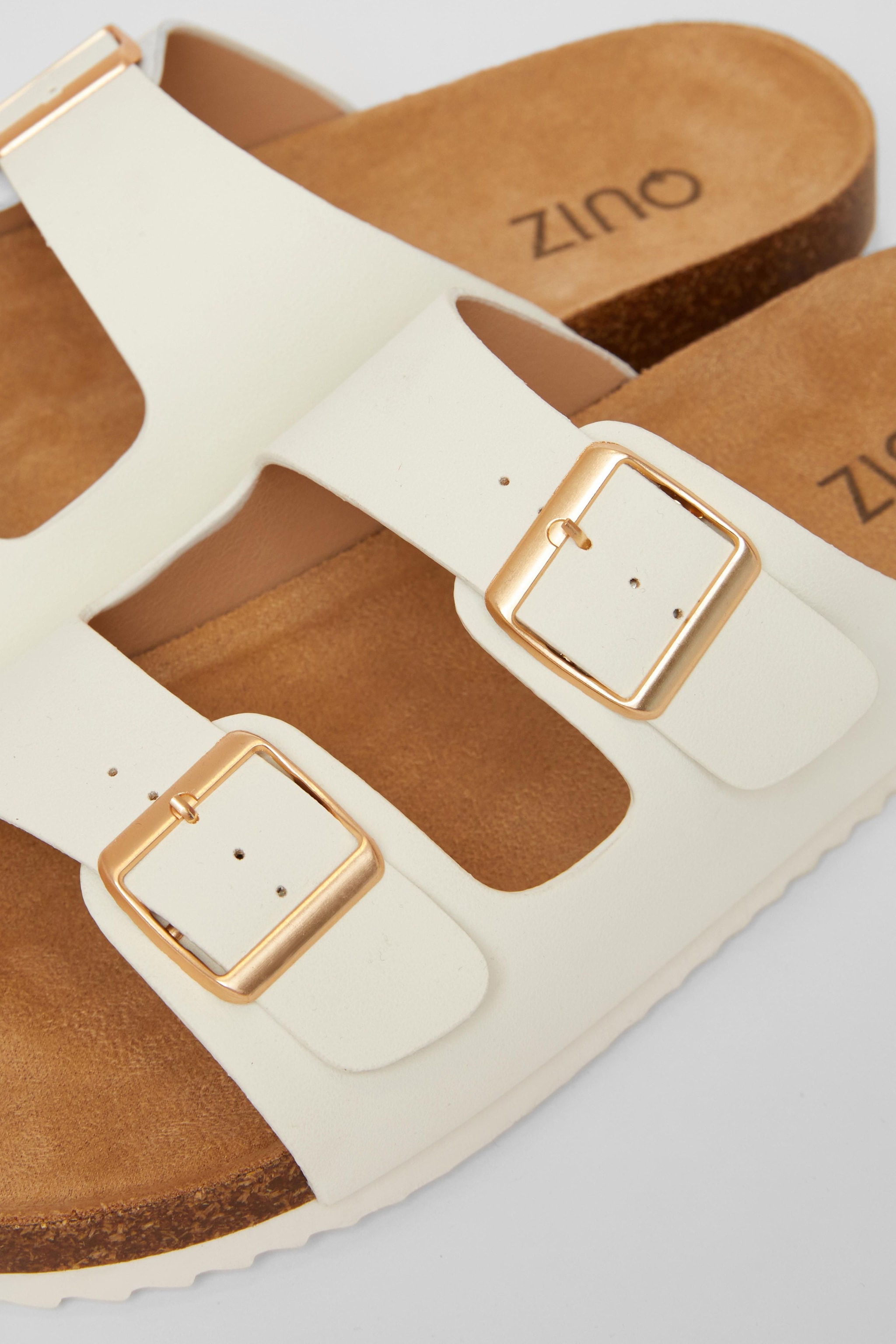 Quiz White Double Buckle Flat Sandals image 4