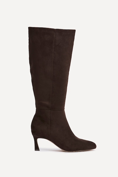 Linzi Rush Brown Faux Suede High Leg Stiletto Boots