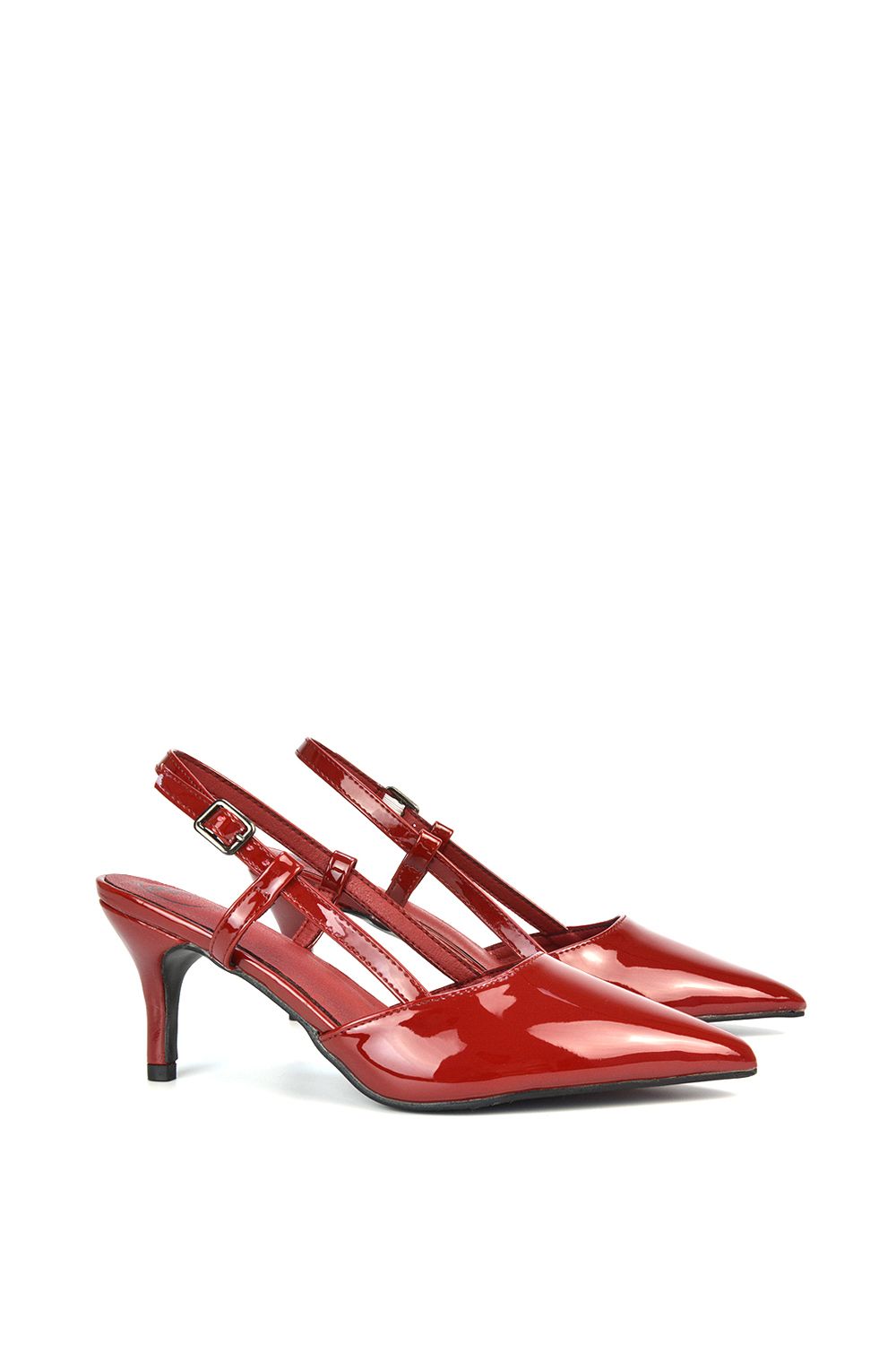 XY London 'Karla' Mid Heel Stilettos Pointed Toe Slingback Court Shoes image 3