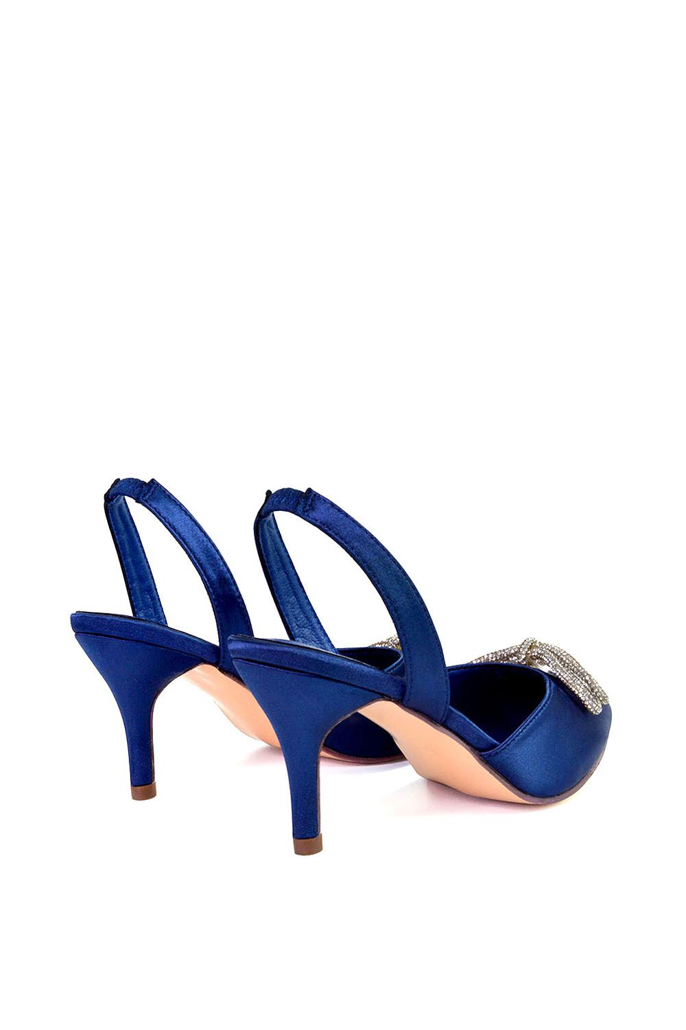 XY London 'Marinah' Slingback Diamante Bow Low Heel Court Shoes image 3