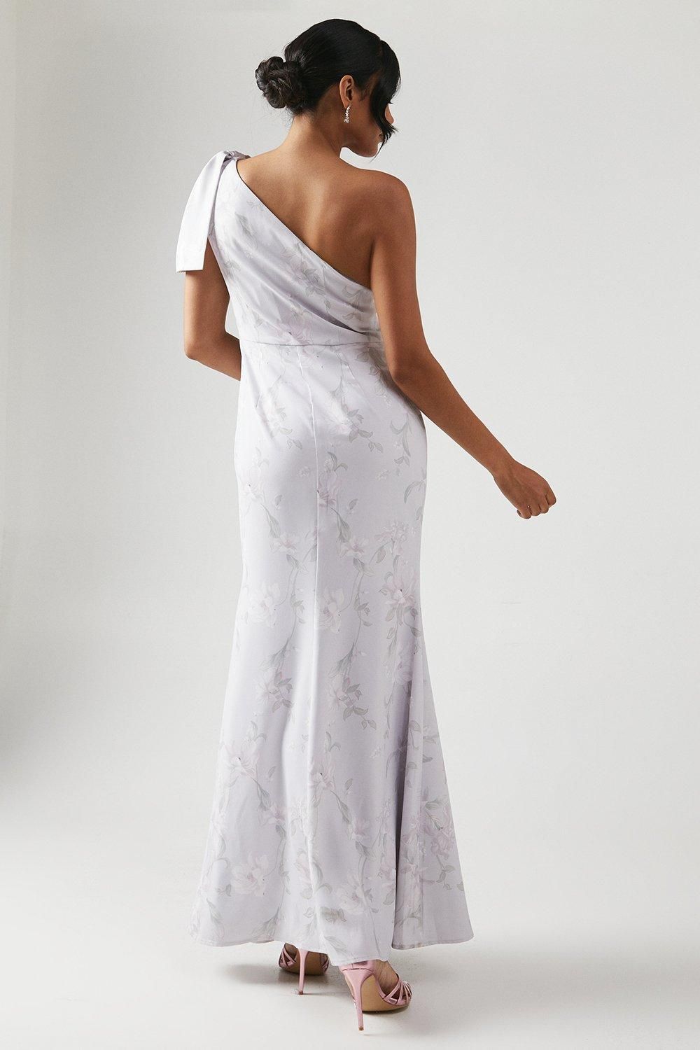 Coast Printed Bow One Shoulder Bridesmaid Dress Lilac Haze image 3