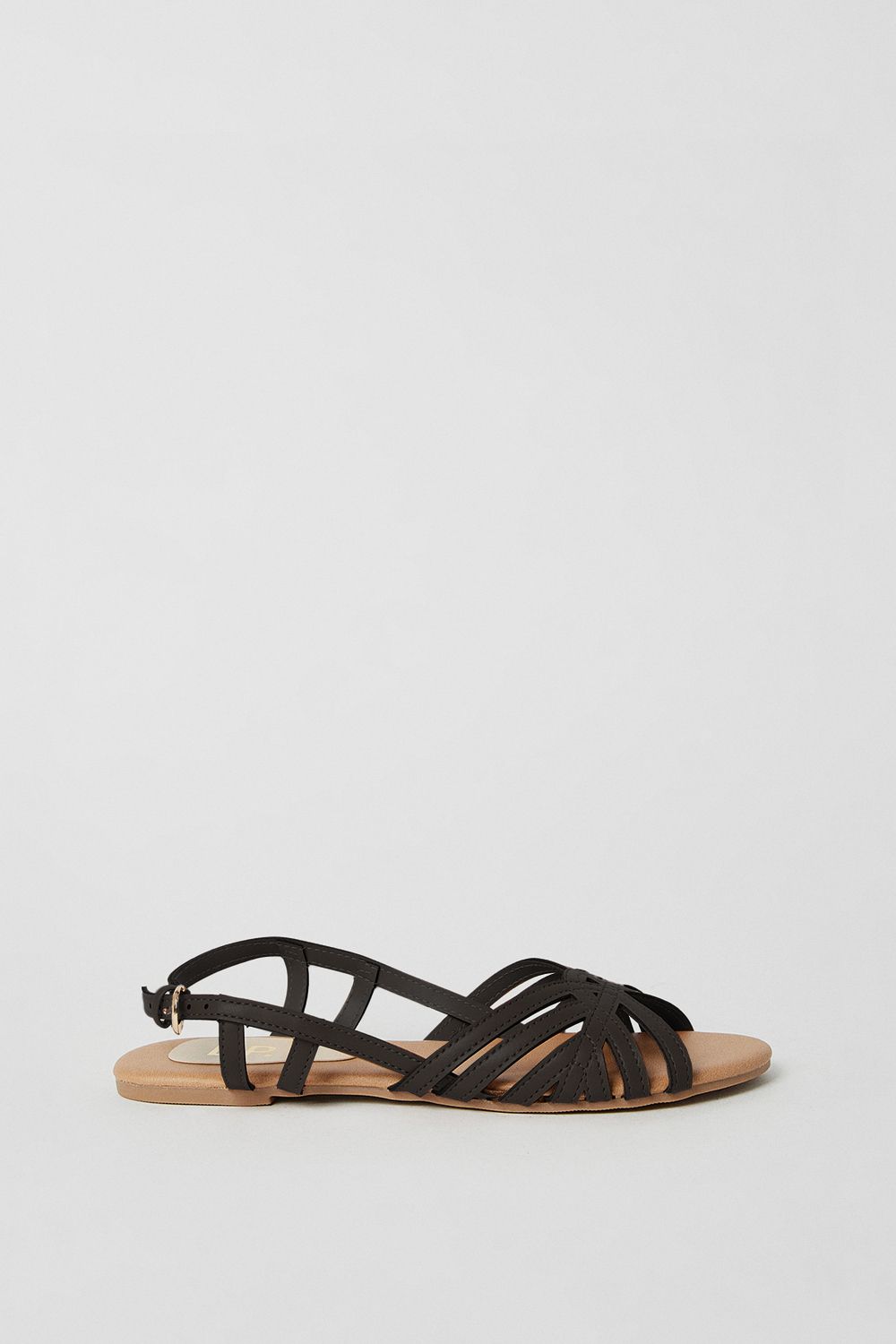 Dorothy Perkins Fiona Faux Leather Lattice Peep Toe Slingback Flat Sandals Black image 2