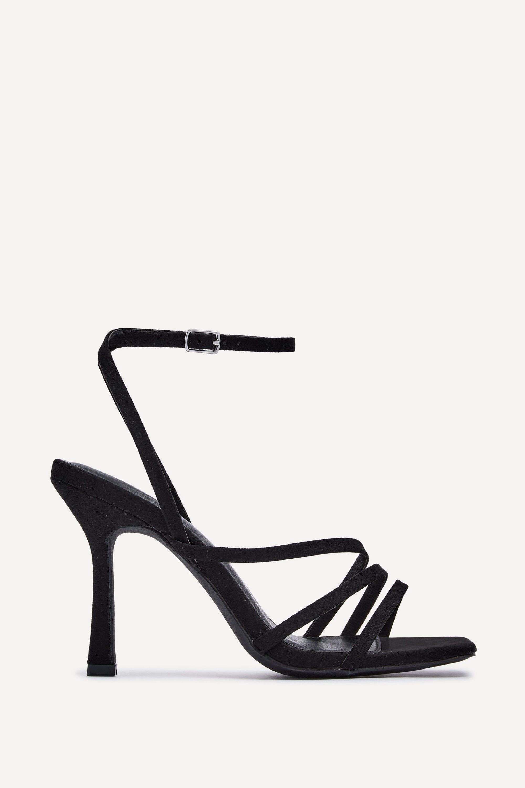 Linzi Scarlett Black Faux Suede Strappy Heels