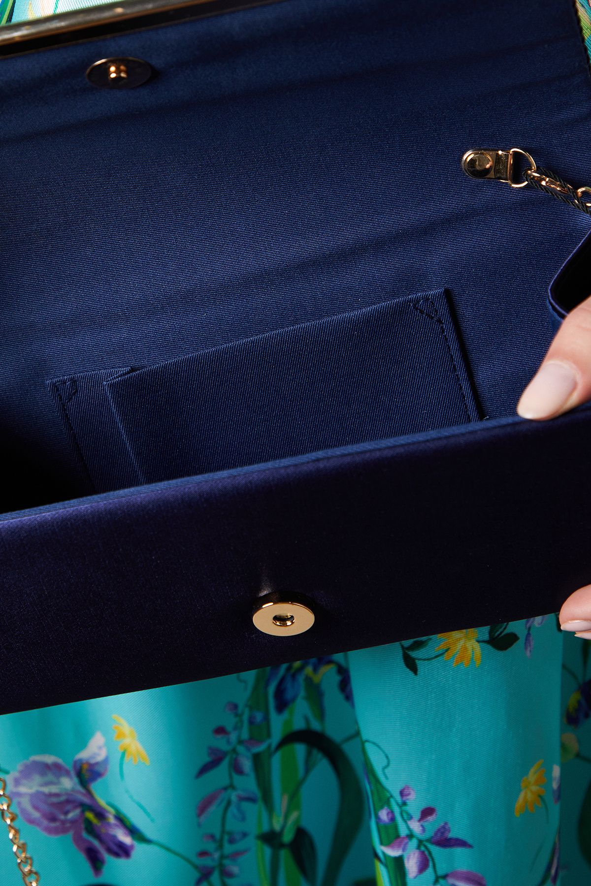 Coast Daisy Satin Pleated Detail Clutch Bags Navy image 3