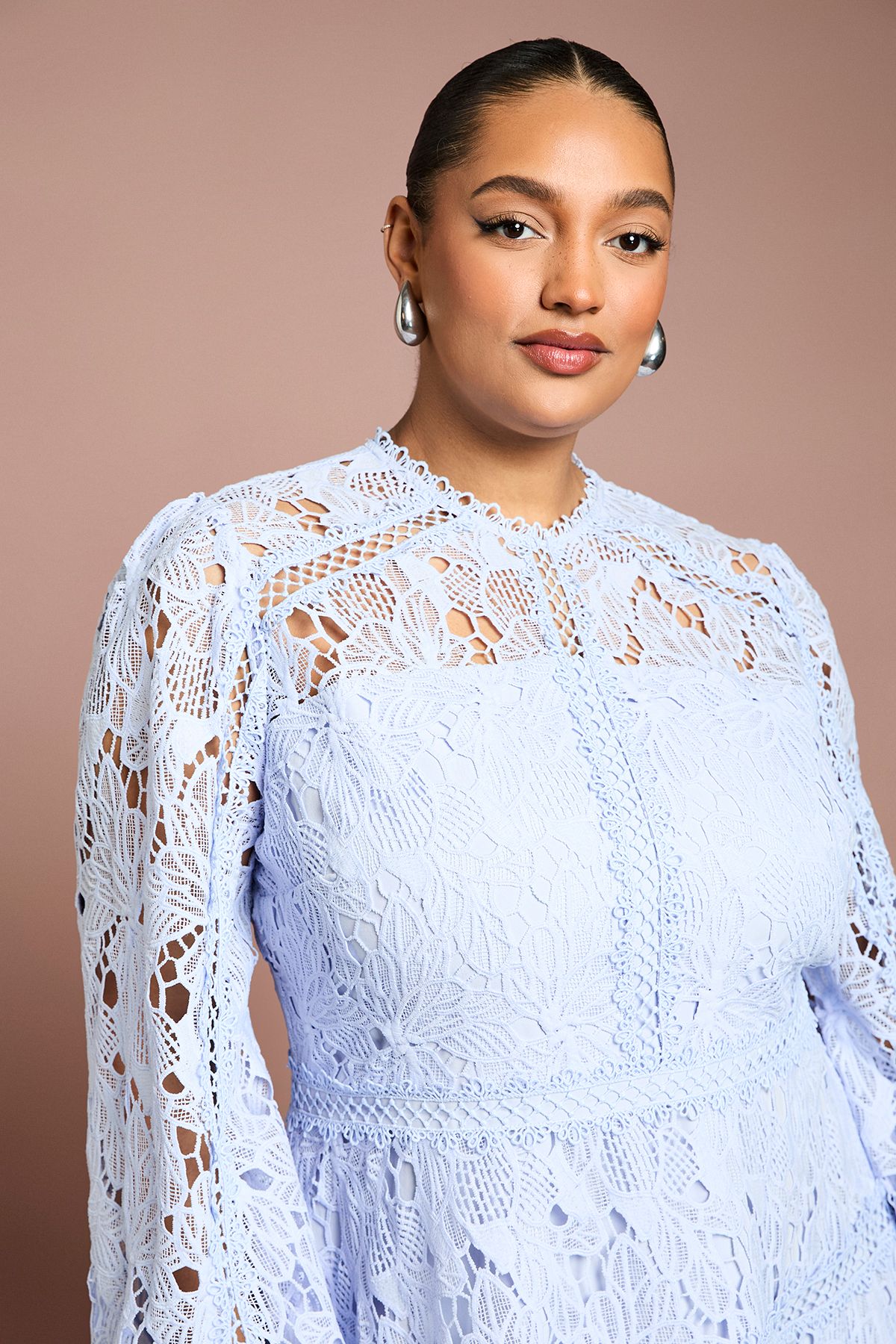 Coast Plus Lace Panelled Long Sleeve Dress Lavender image 4