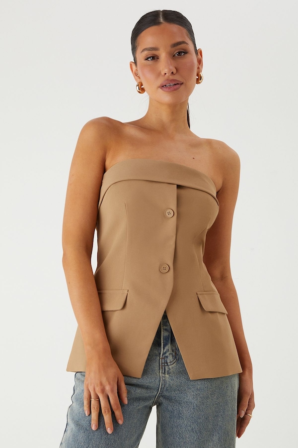 MissPap Tailored Bandeau Top Stone